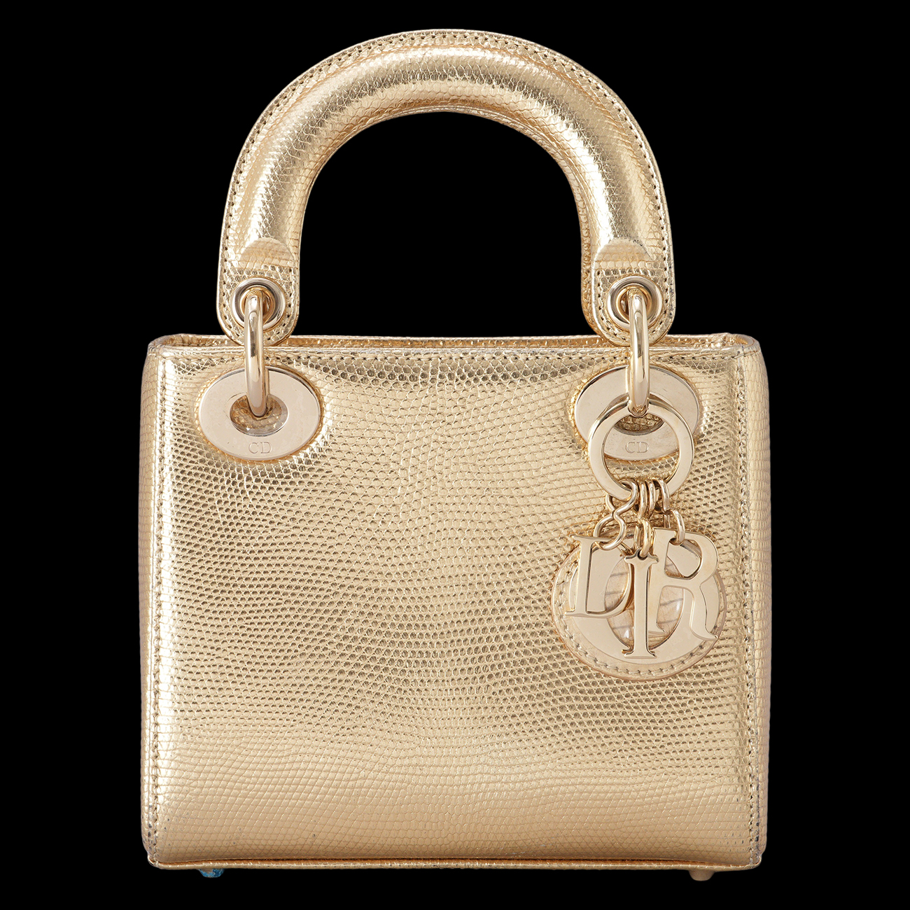 CHRISTIAN DIOR(USED)디올 리자드 레이디디올 미니 골드 & 트윌리